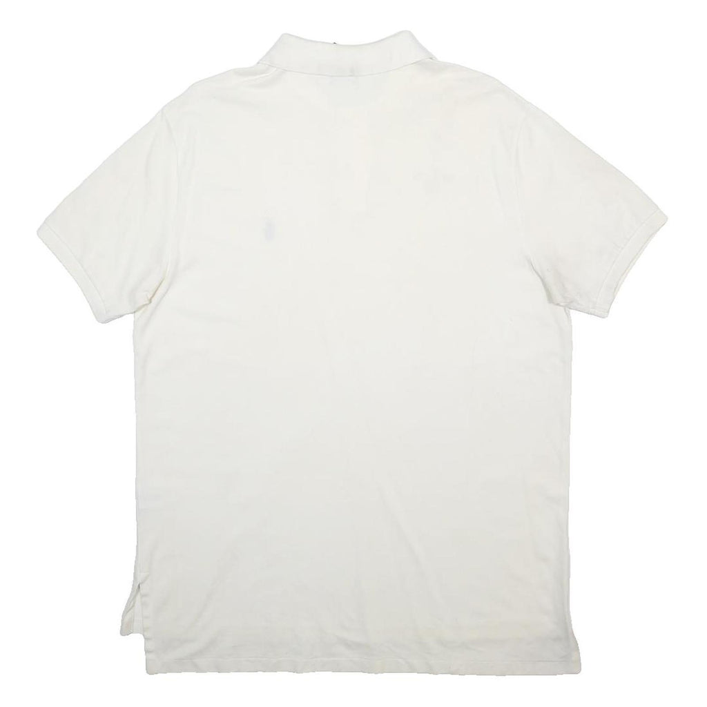 POLO RALPH LAUREN Mens White Polo Shirt XL Cotton Blend Short Sleeve Plain