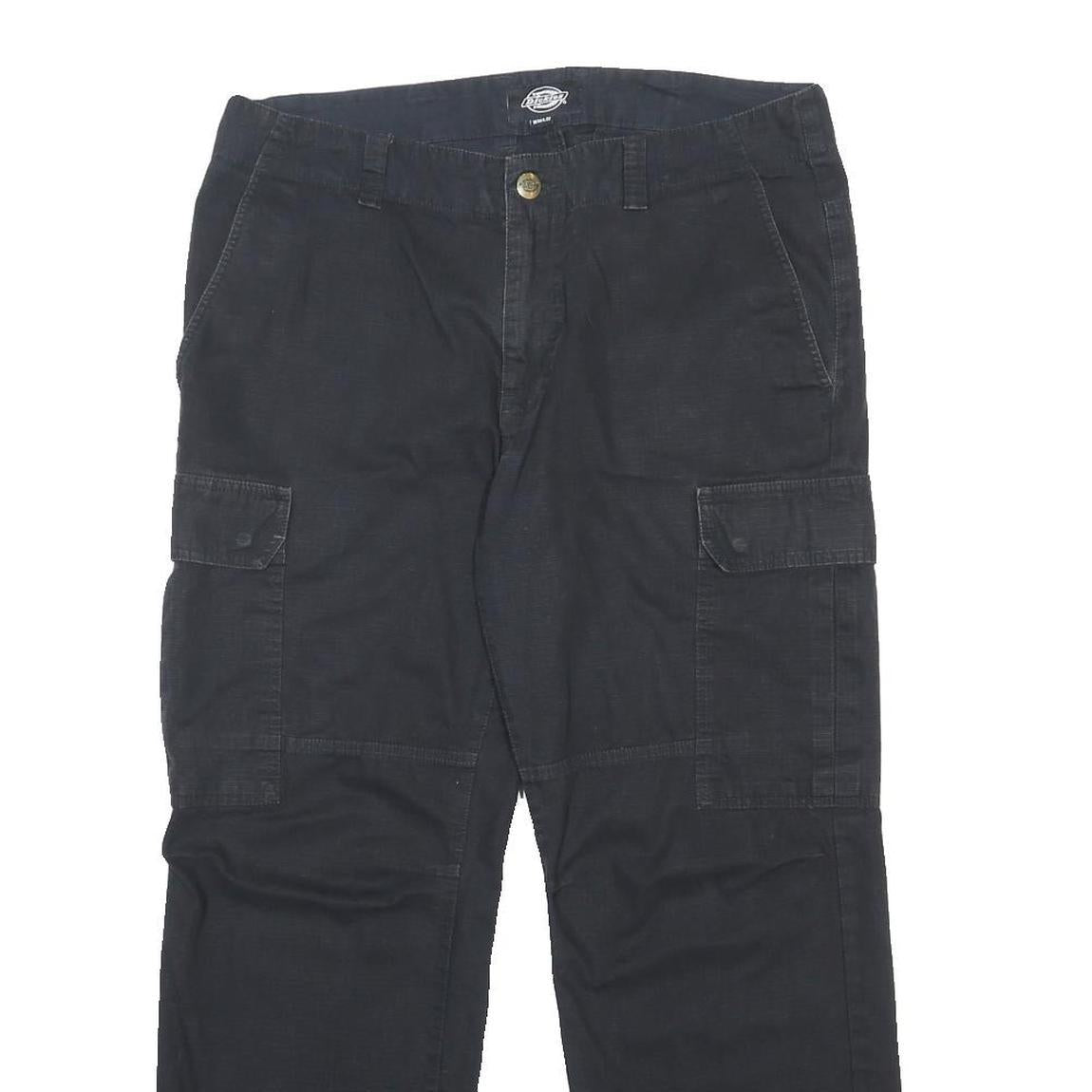 DICKIES Mens Cotton Black Regular Straight Trousers Cargo Pocket W36 L32