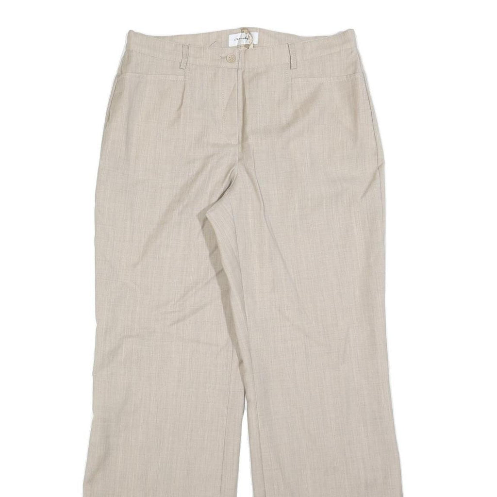 AMALFI Womens Wool Beige Relaxed Wide-Leg Trousers W30 L32 Classic Style Zip