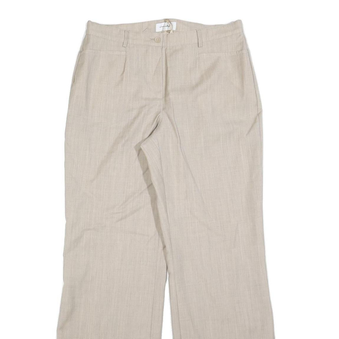 AMALFI Womens Wool Beige Relaxed Wide-Leg Trousers W30 L32 Classic Style Zip