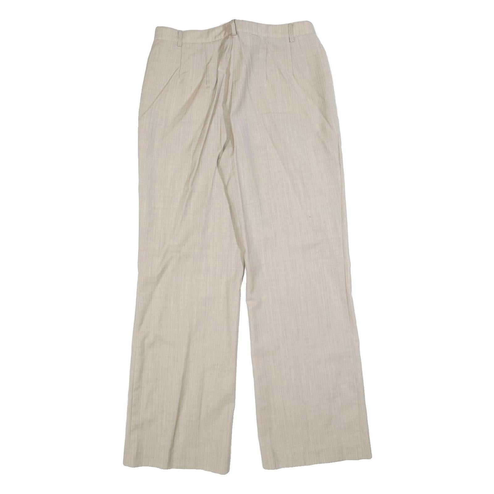 AMALFI Womens Wool Beige Relaxed Wide-Leg Trousers W30 L32 Classic Style Zip