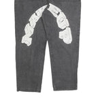 REAKINESSE Womens Regular Fit Grey Denim Zip Jeans W36 L26 Star Patchwork