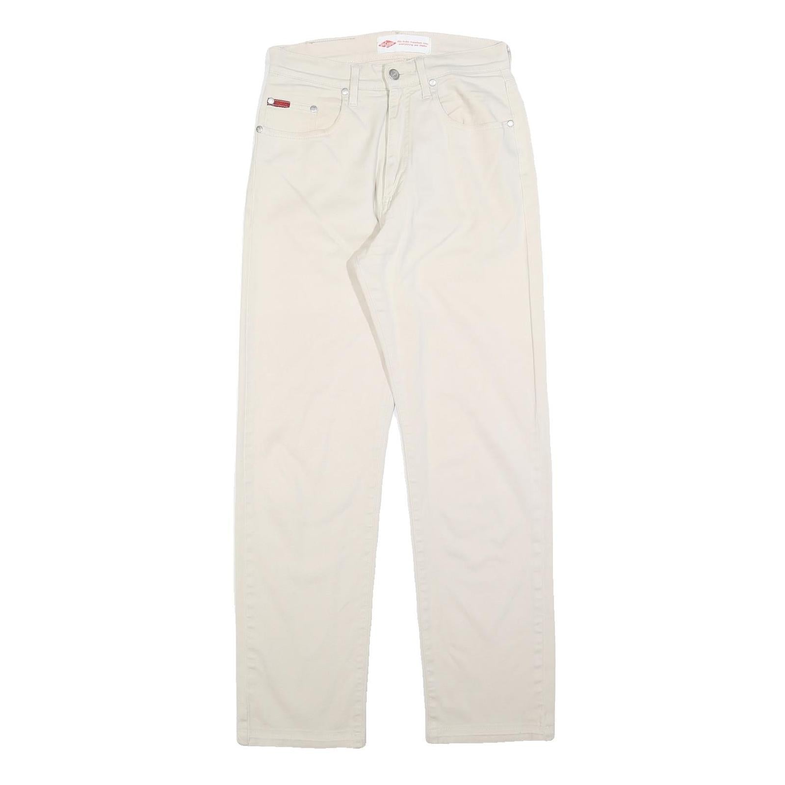 LEE COOPER Womens Regular Cream Cotton Blend Trousers W26 L29 Classic Zip Casual