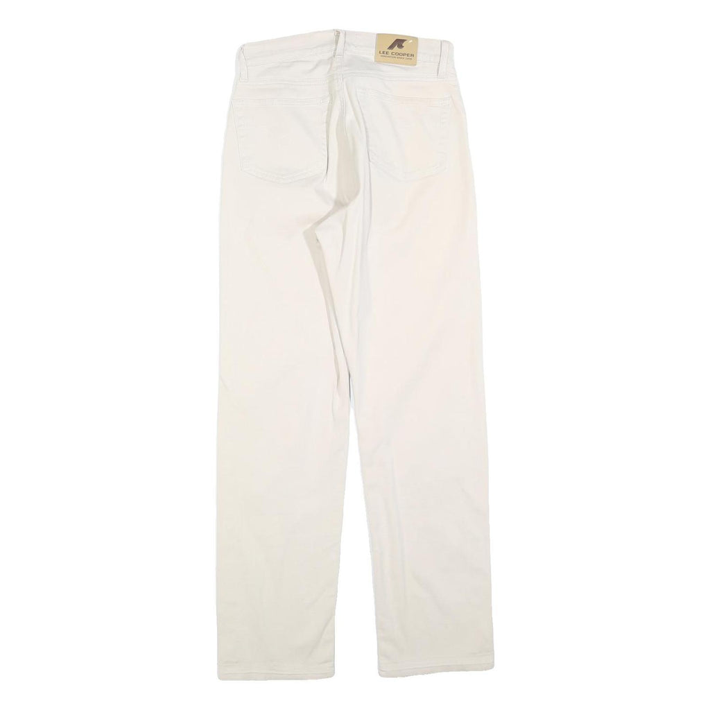 LEE COOPER Womens Regular Cream Cotton Blend Trousers W26 L29 Classic Zip Casual