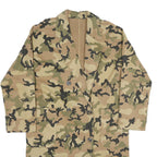 Womens Beige Green Camouflage Button Jacket L Cotton Blend Casual Patterned
