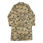 Womens Beige Green Camouflage Button Jacket L Cotton Blend Casual Patterned