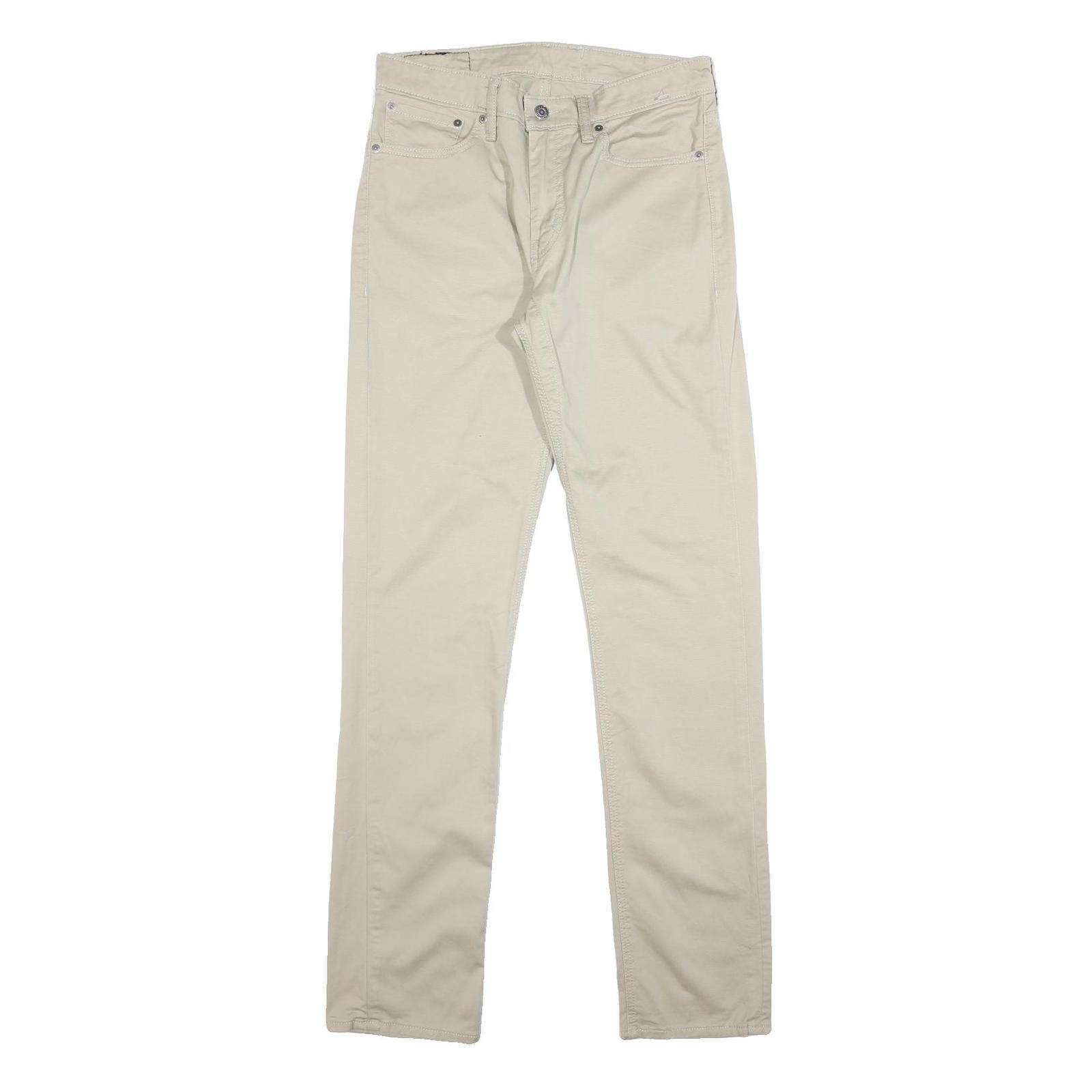 LEVI'S Mens Cotton Blend Beige Slim Tapered Trousers W32 L34 Casual Zip Closure