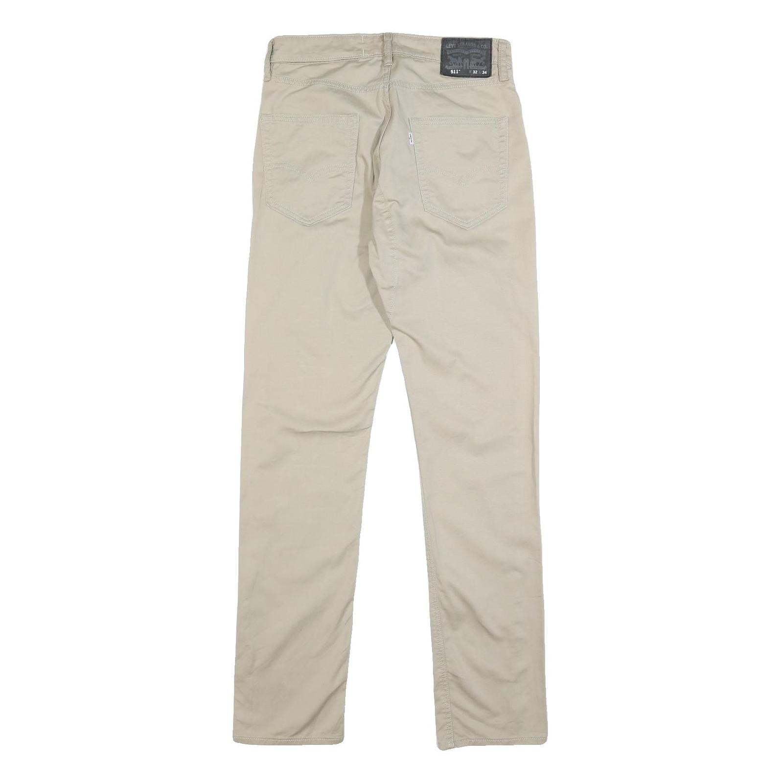 LEVI'S Mens Cotton Blend Beige Slim Tapered Trousers W32 L34 Casual Zip Closure