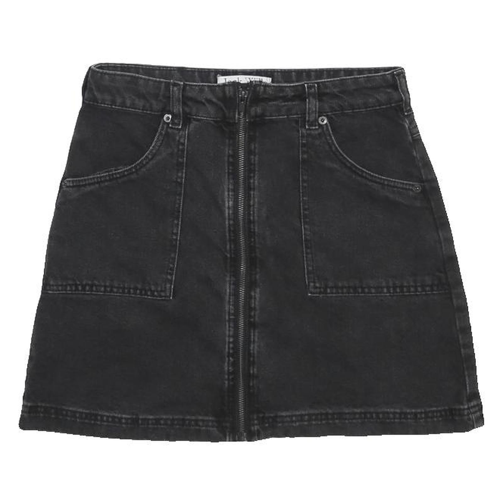JACK WILLS Womens Black Cotton Mini Skirt Zip Front Pockets UK 10