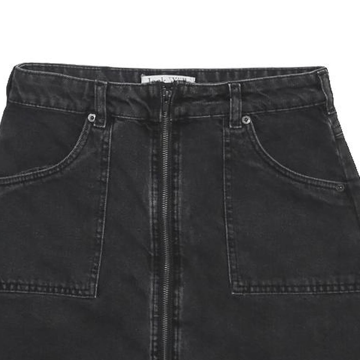 JACK WILLS Womens Black Cotton Mini Skirt Zip Front Pockets UK 10