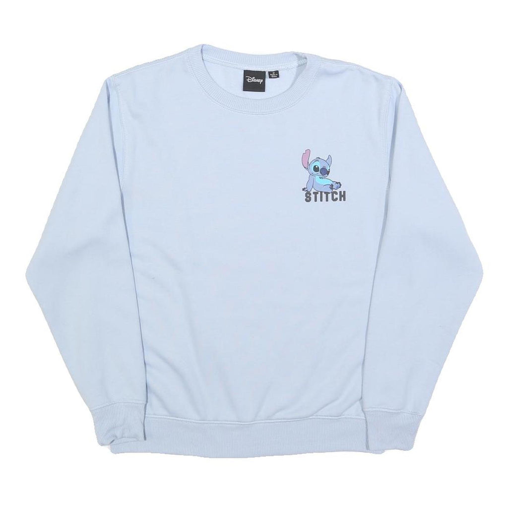DISNEY Womens Blue Stitch Crew Neck M Cotton Blend Pullover Sweatshirt Cartoon