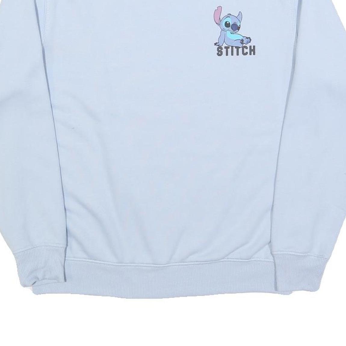 DISNEY Womens Blue Stitch Crew Neck M Cotton Blend Pullover Sweatshirt Cartoon