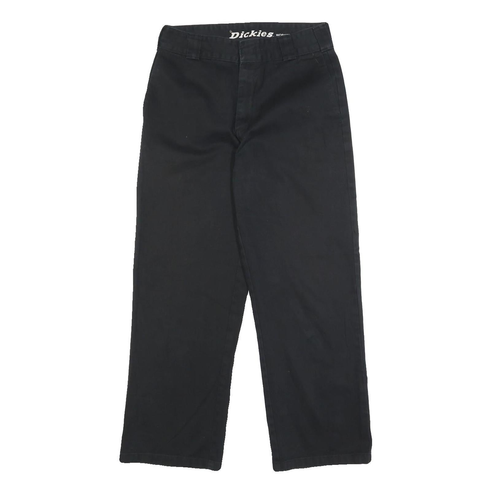 DICKIES Womens Black Relaxed Straight Trousers Cotton Blend W28 L27 Workwear