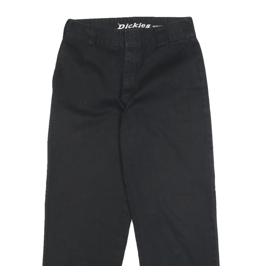 DICKIES Womens Black Relaxed Straight Trousers Cotton Blend W28 L27 Workwear
