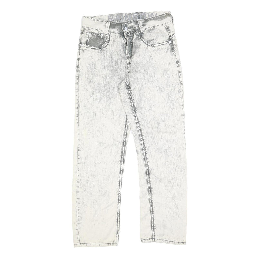 RAINBOW Womens Relaxed Cotton Blend Denim Light Wash W30 L30 Embroidered Jeans