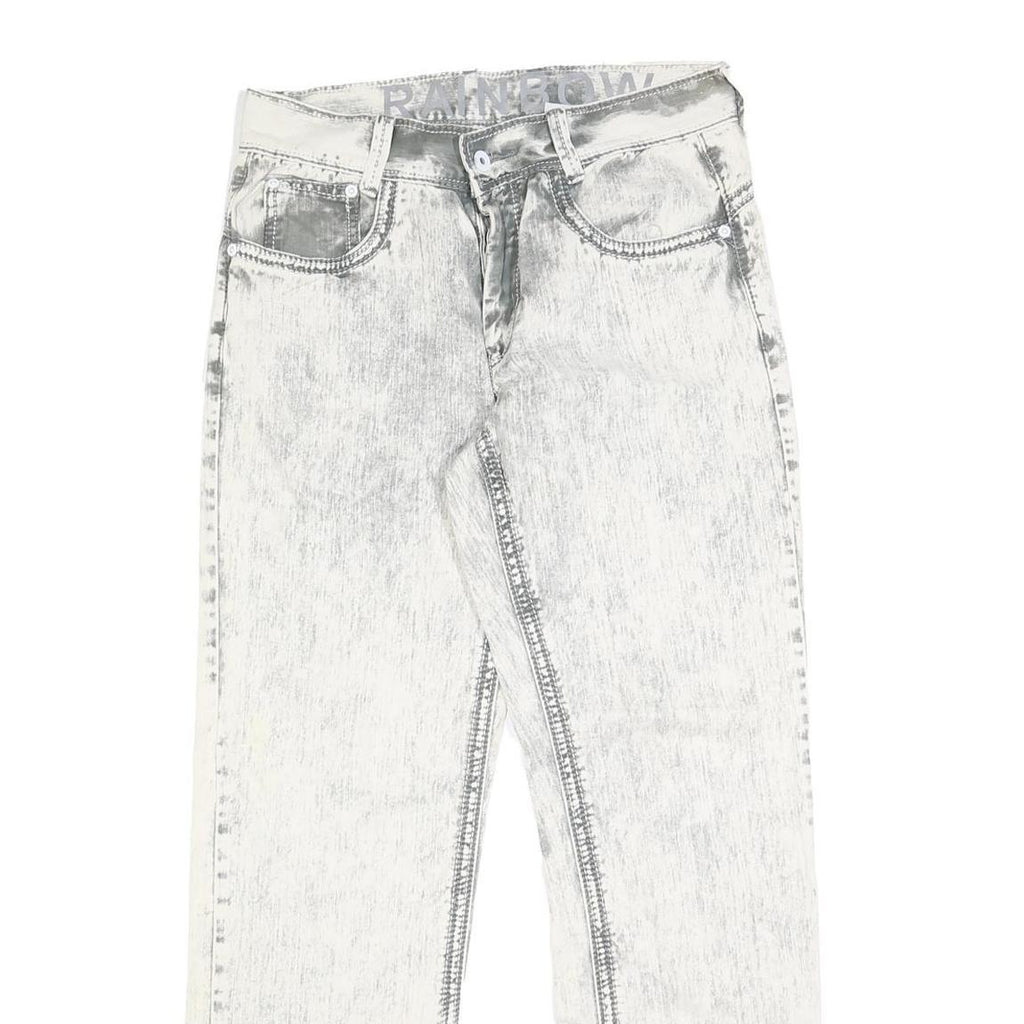 RAINBOW Womens Relaxed Cotton Blend Denim Light Wash W30 L30 Embroidered Jeans