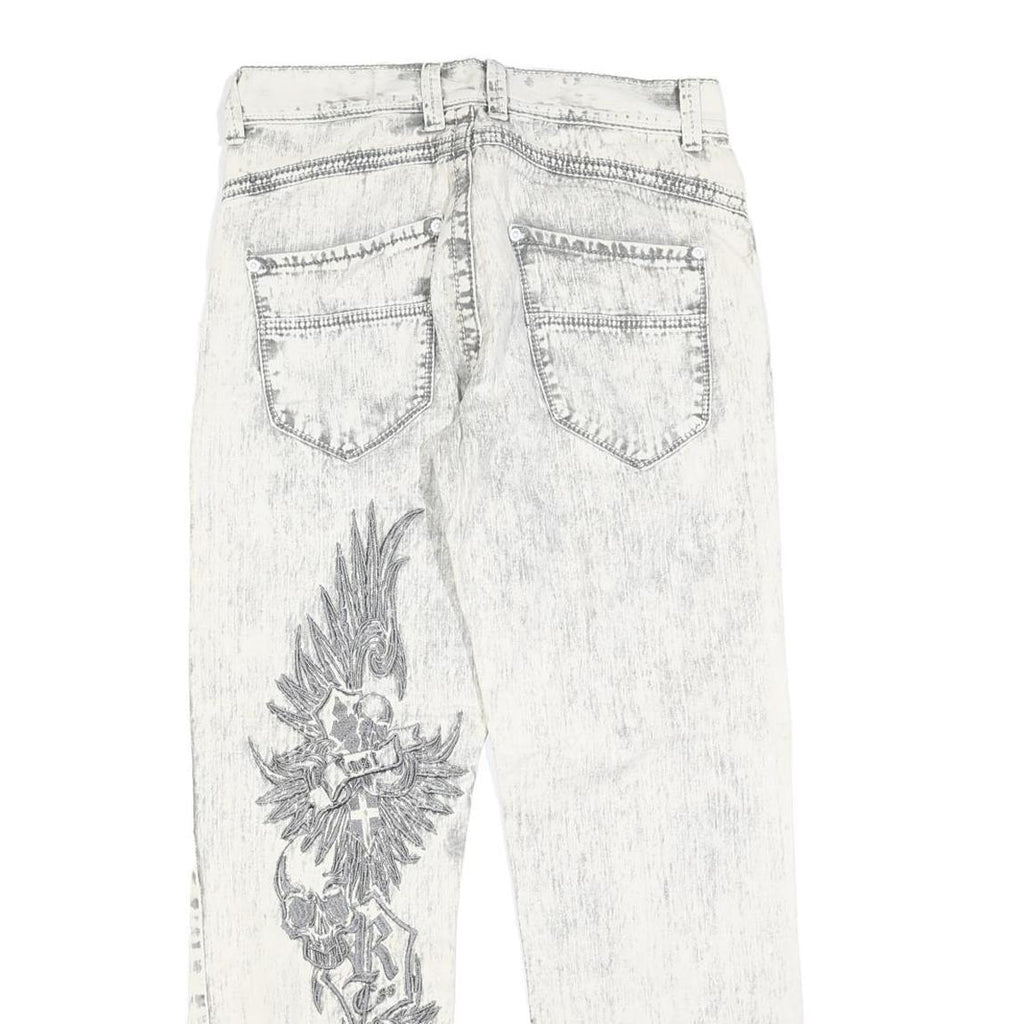 RAINBOW Womens Relaxed Cotton Blend Denim Light Wash W30 L30 Embroidered Jeans