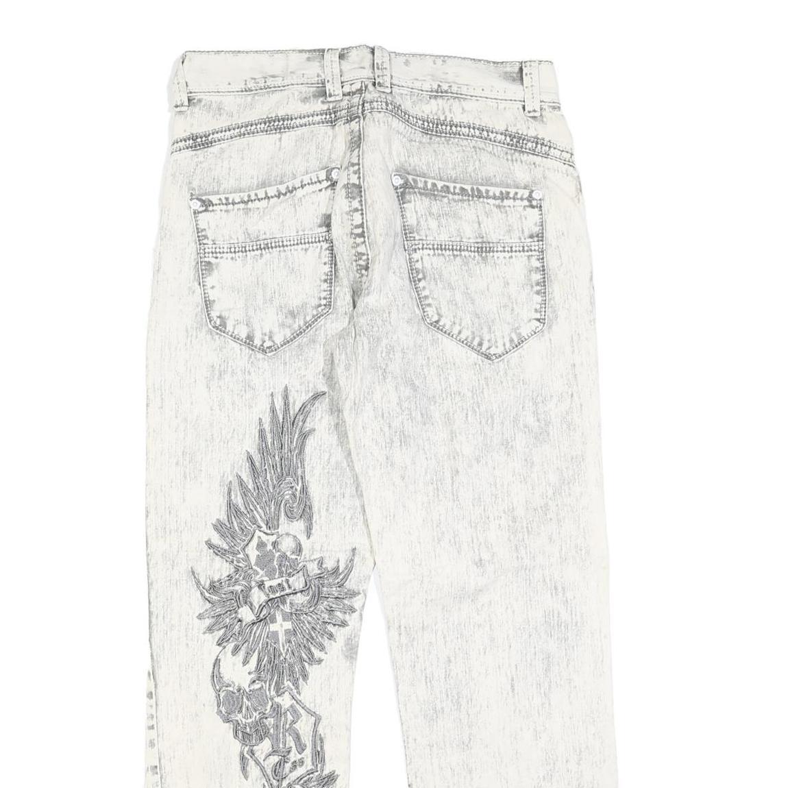 RAINBOW Womens Relaxed Cotton Blend Denim Light Wash W30 L30 Embroidered Jeans