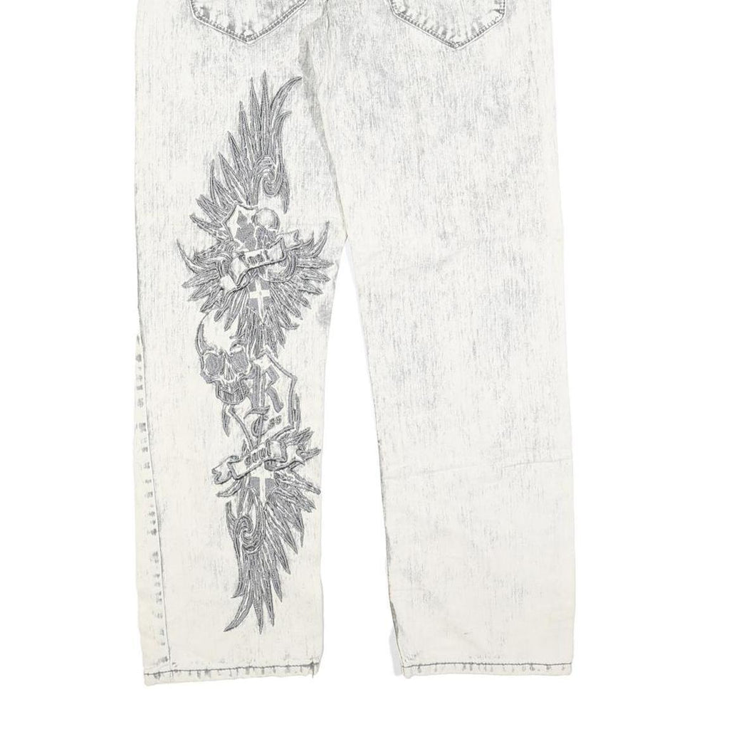 RAINBOW Womens Relaxed Cotton Blend Denim Light Wash W30 L30 Embroidered Jeans