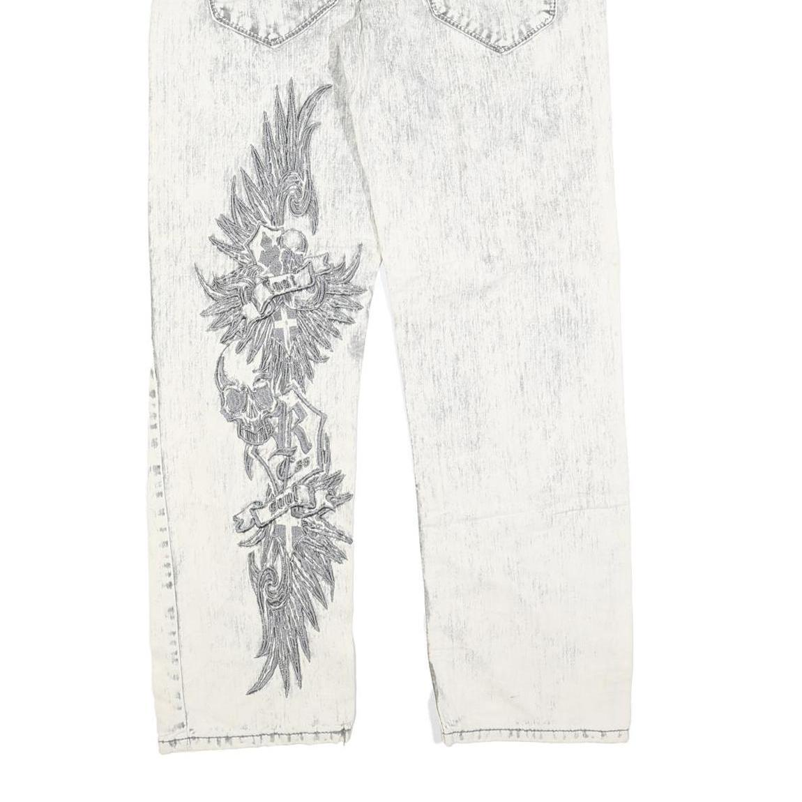 RAINBOW Womens Relaxed Cotton Blend Denim Light Wash W30 L30 Embroidered Jeans