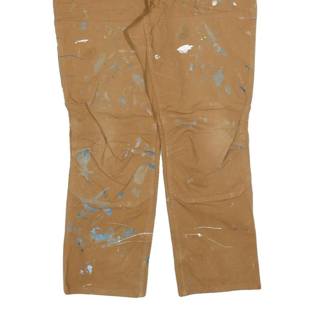 CARHARTT Mens Relaxed Fit Jeans Beige Cotton Blend W36 L30 Workwear Paint