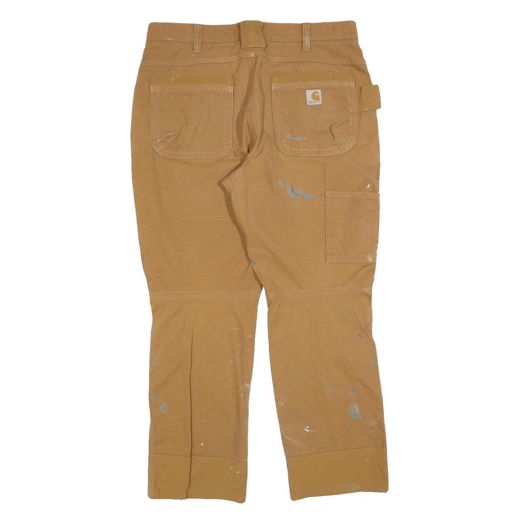 CARHARTT Mens Relaxed Fit Jeans Beige Cotton Blend W36 L30 Workwear Paint