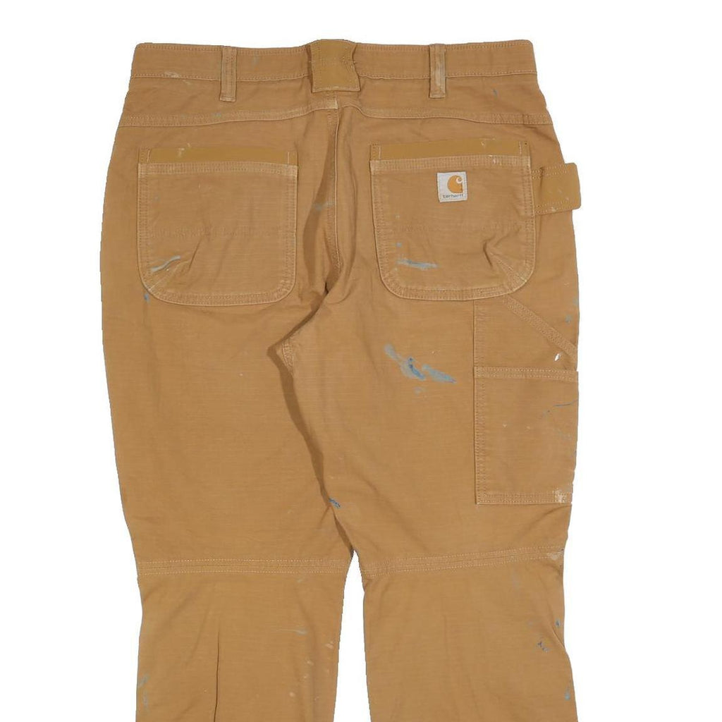 CARHARTT Mens Relaxed Fit Jeans Beige Cotton Blend W36 L30 Workwear Paint
