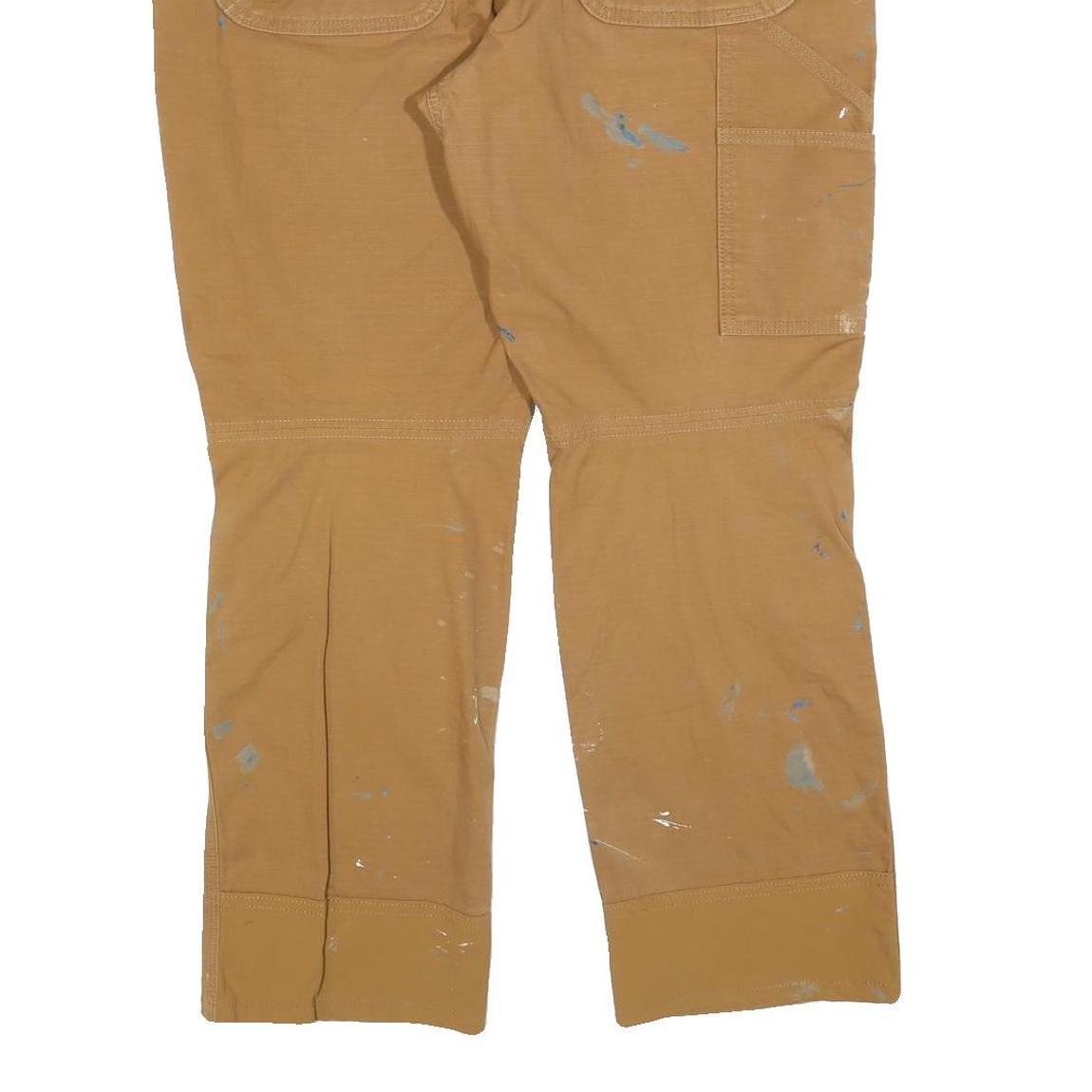 CARHARTT Mens Relaxed Fit Jeans Beige Cotton Blend W36 L30 Workwear Paint