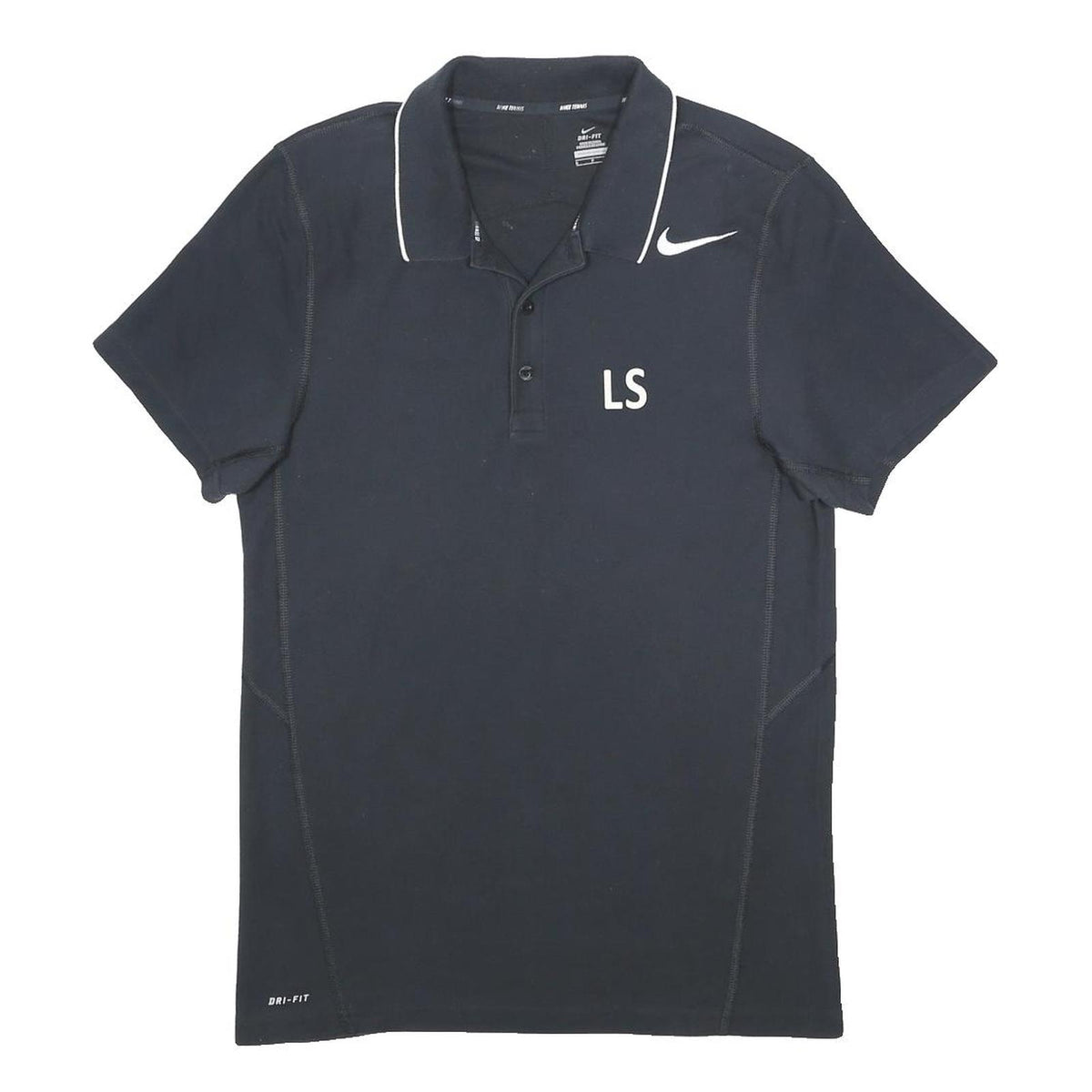 NIKE Mens Black White Sleeve Short Plain S Cotton Polo Shirt Sportswear
