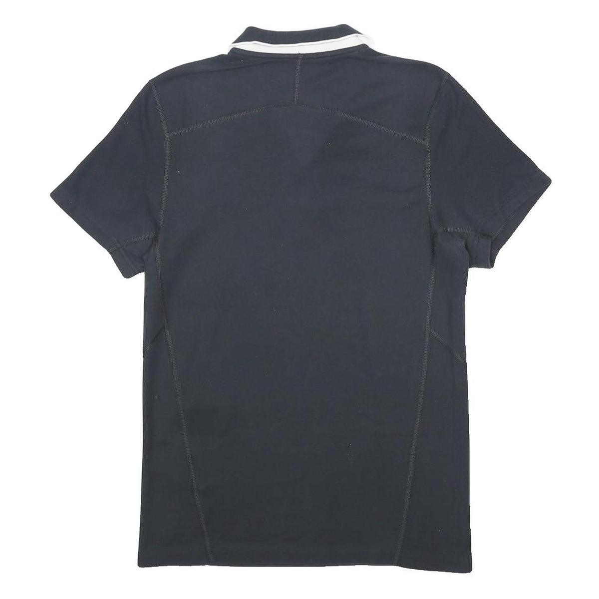 NIKE Mens Black White Sleeve Short Plain S Cotton Polo Shirt Sportswear