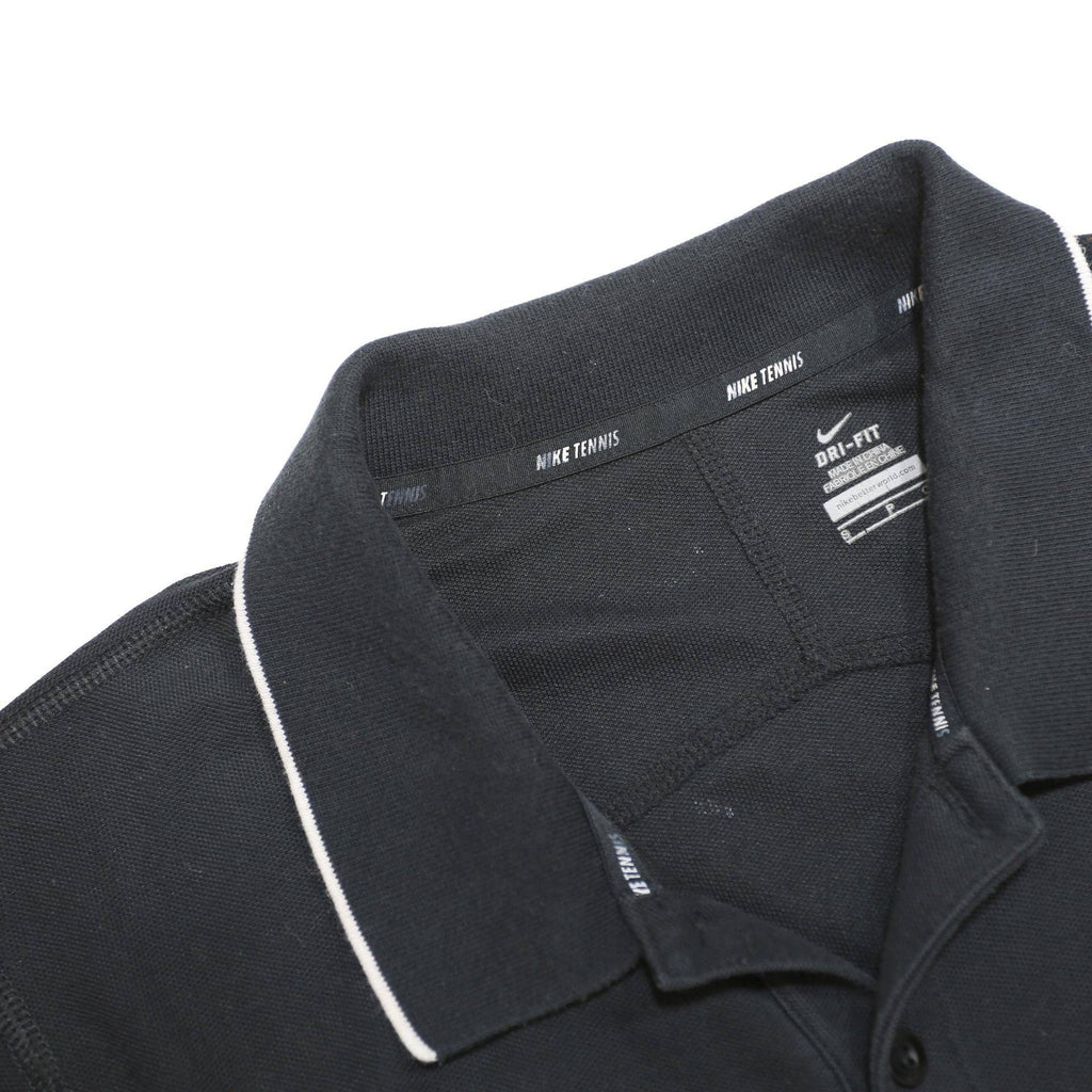 NIKE Mens Black White Sleeve Short Plain S Cotton Polo Shirt Sportswear