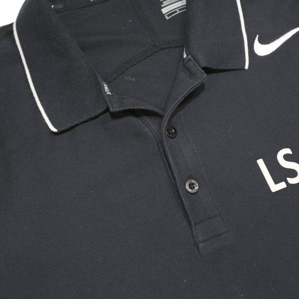 NIKE Mens Black White Sleeve Short Plain S Cotton Polo Shirt Sportswear