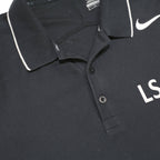 NIKE Mens Black White Sleeve Short Plain S Cotton Polo Shirt Sportswear