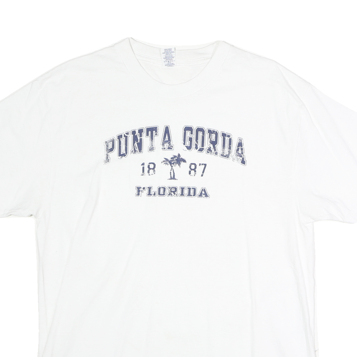OPTIMA Mens White Punta Gorda Florida Graphic T-Shirt L Short Sleeve Crew Neck