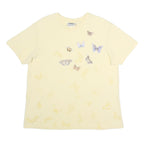 NORTHERN REFLECTIONS Womens Cream Butterfly Graphic T-Shirt L Short Sleeve Crew