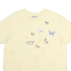 NORTHERN REFLECTIONS Womens Cream Butterfly Graphic T-Shirt L Short Sleeve Crew