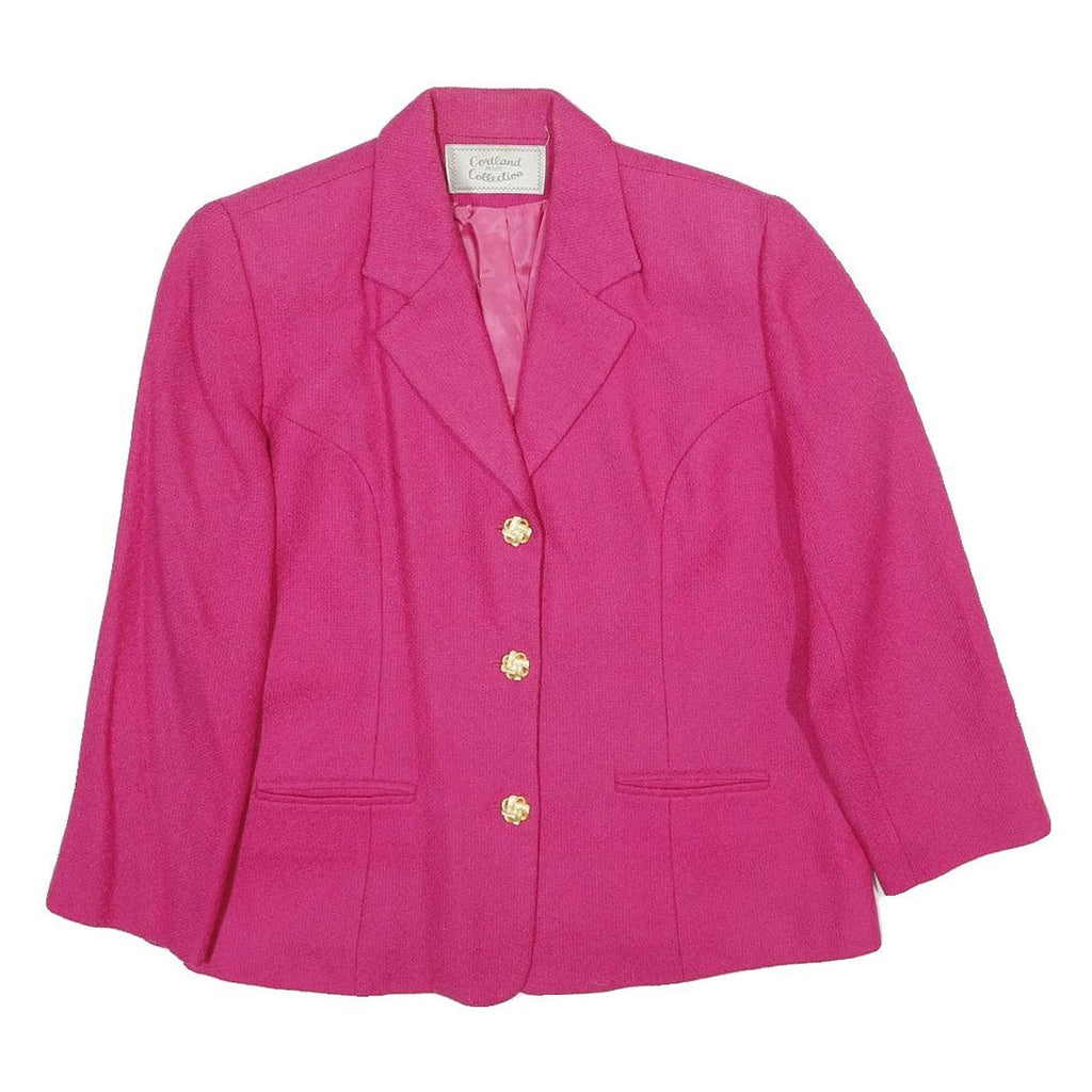 CORTLAND COLLECTION Womens Pink Wool Blend Button Jacket L Woven Classic Stylish