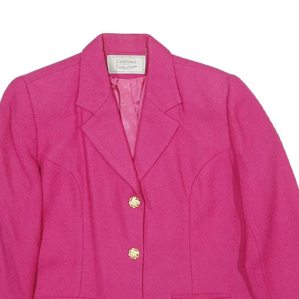 CORTLAND COLLECTION Womens Pink Wool Blend Button Jacket L Woven Classic Stylish