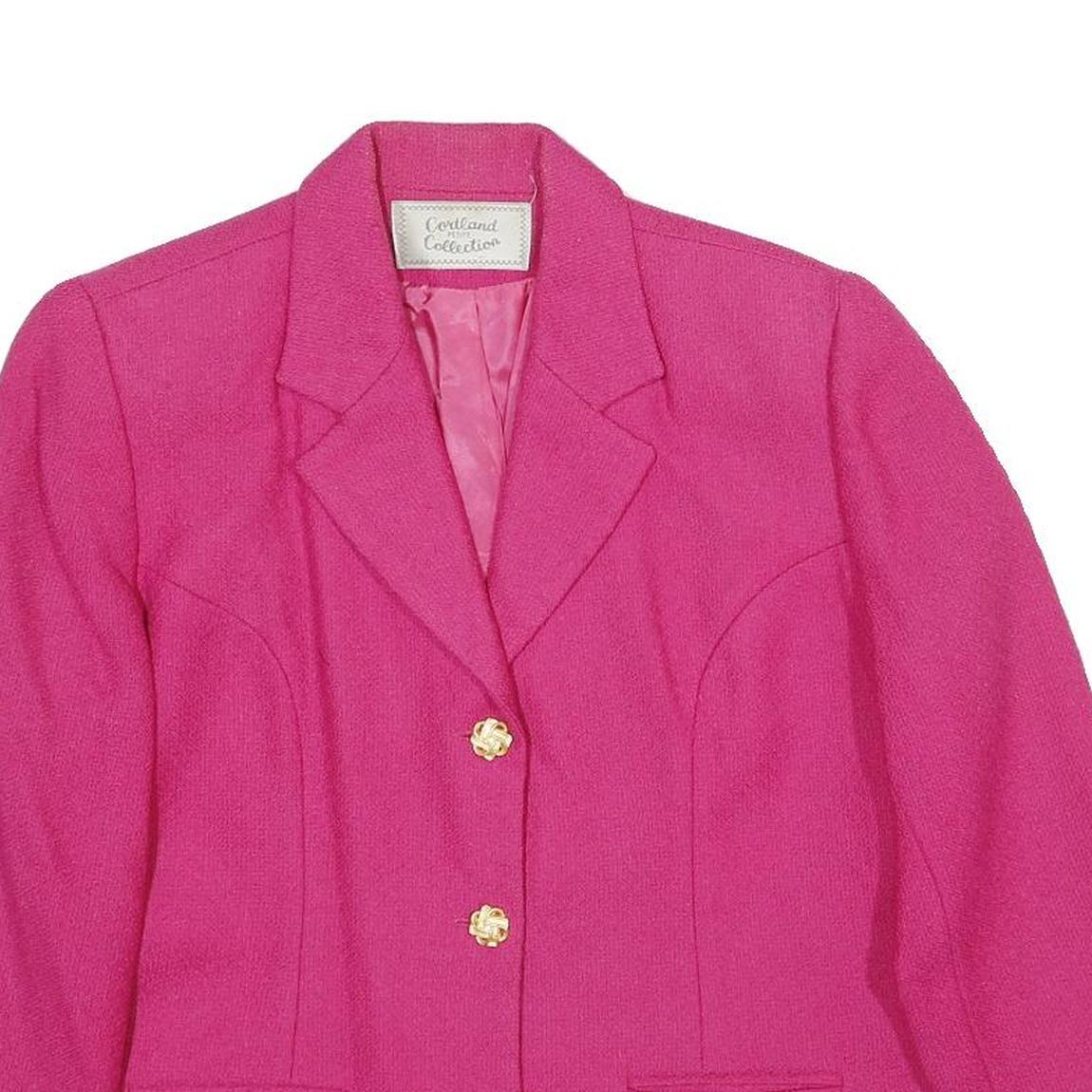 CORTLAND COLLECTION Womens Pink Wool Blend Button Jacket L Woven Classic Stylish