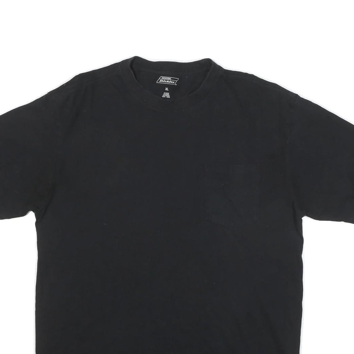 DICKIES Mens Black Plain T-Shirt XL Short Sleeve Crew Neck Cotton Blend Workwear