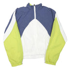 NIKE Womens Blue & White & Green Track Jacket S Polyester Blend Colourblock Zip