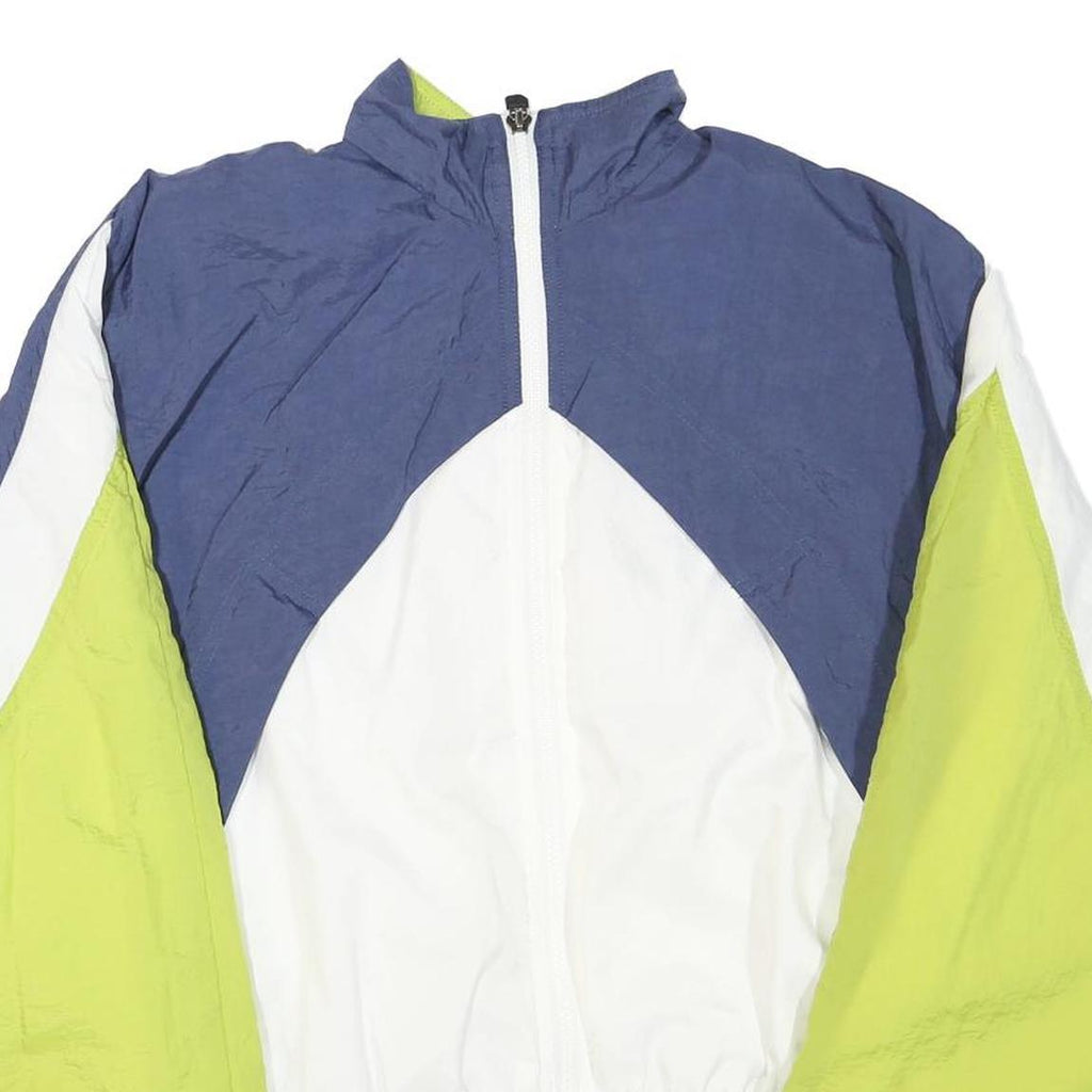 NIKE Womens Blue & White & Green Track Jacket S Polyester Blend Colourblock Zip
