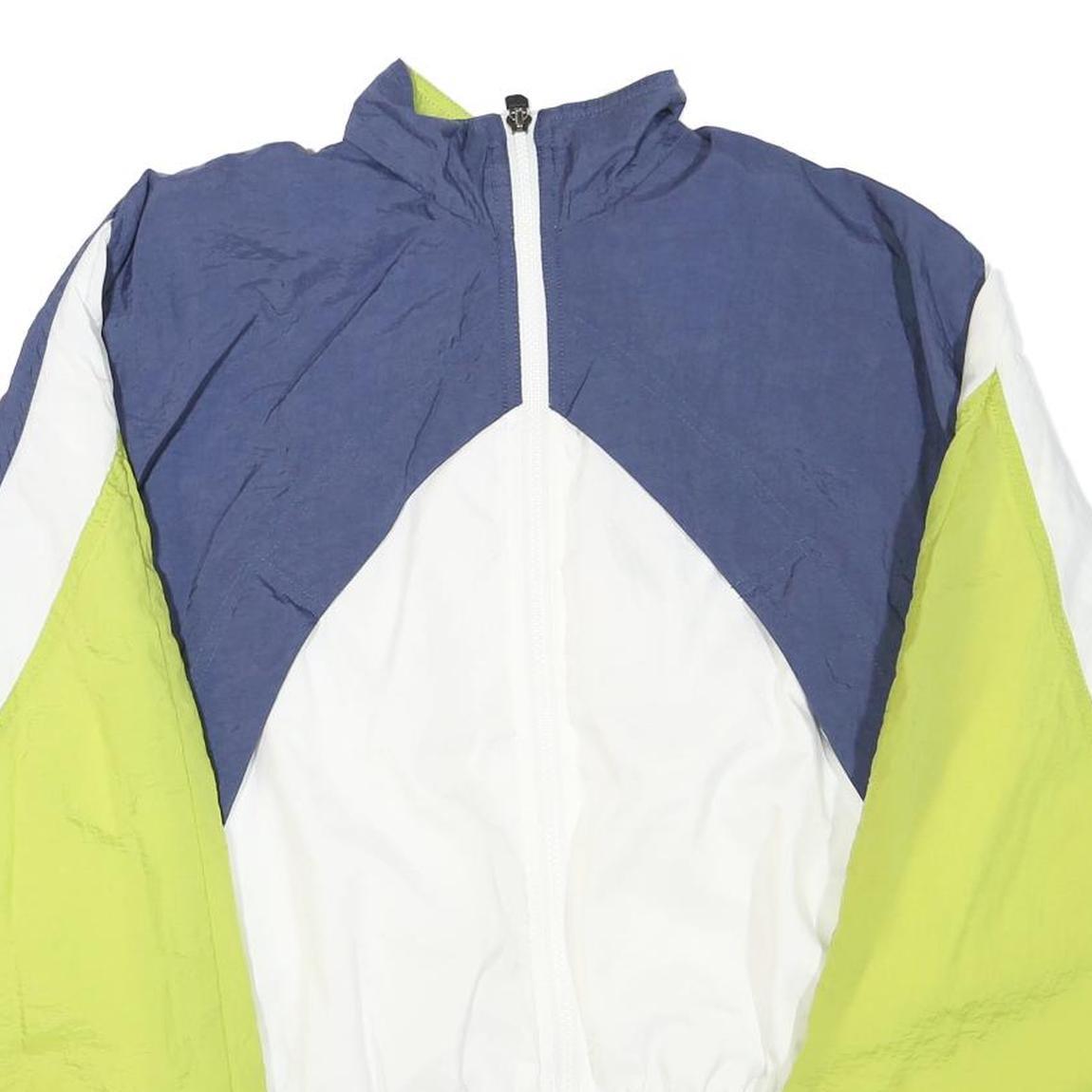 NIKE Womens Blue & White & Green Track Jacket S Polyester Blend Colourblock Zip