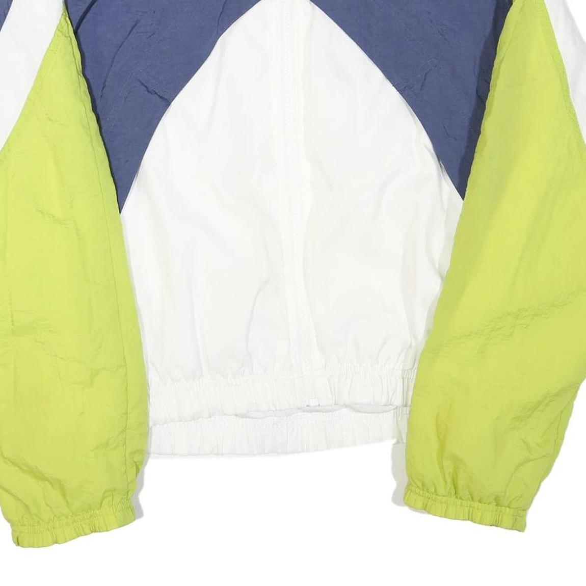 NIKE Womens Blue & White & Green Track Jacket S Polyester Blend Colourblock Zip