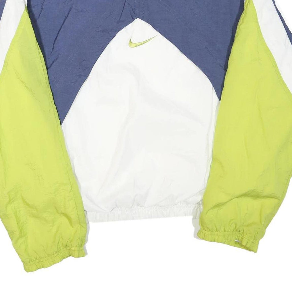 NIKE Womens Blue & White & Green Track Jacket S Polyester Blend Colourblock Zip