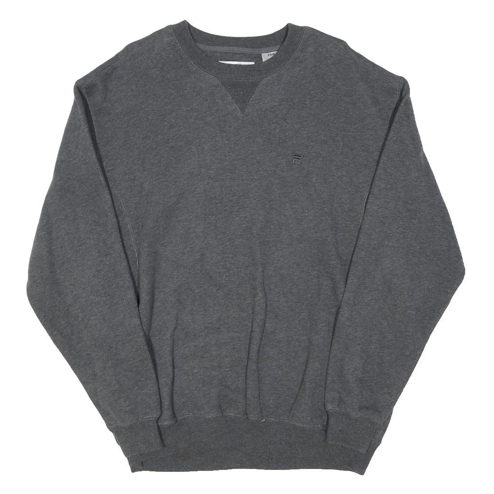 FILA Mens Grey Crew Neck L Embroidered Logo Cotton Blend Sweatshirt