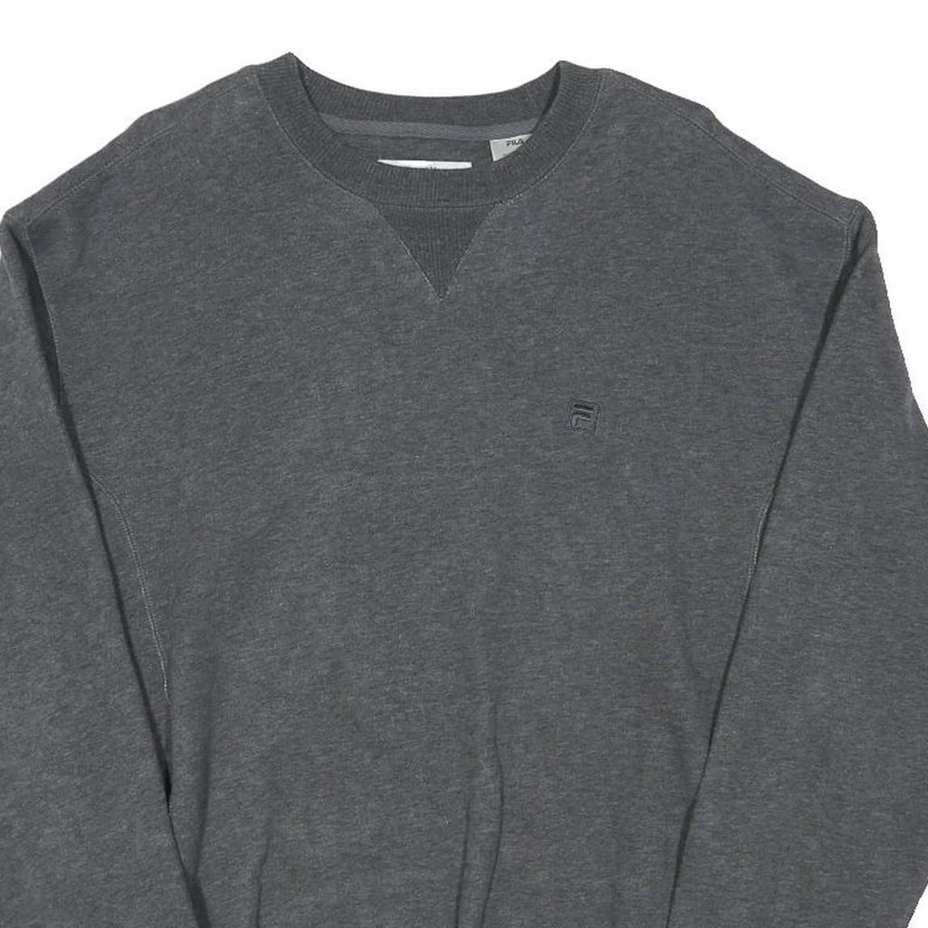 FILA Mens Grey Crew Neck L Embroidered Logo Cotton Blend Sweatshirt