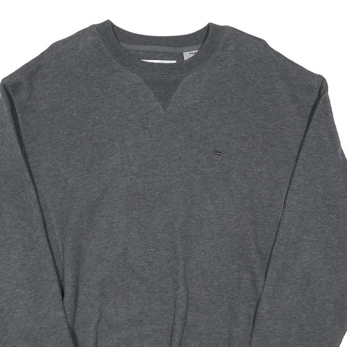 FILA Mens Grey Crew Neck L Embroidered Logo Cotton Blend Sweatshirt