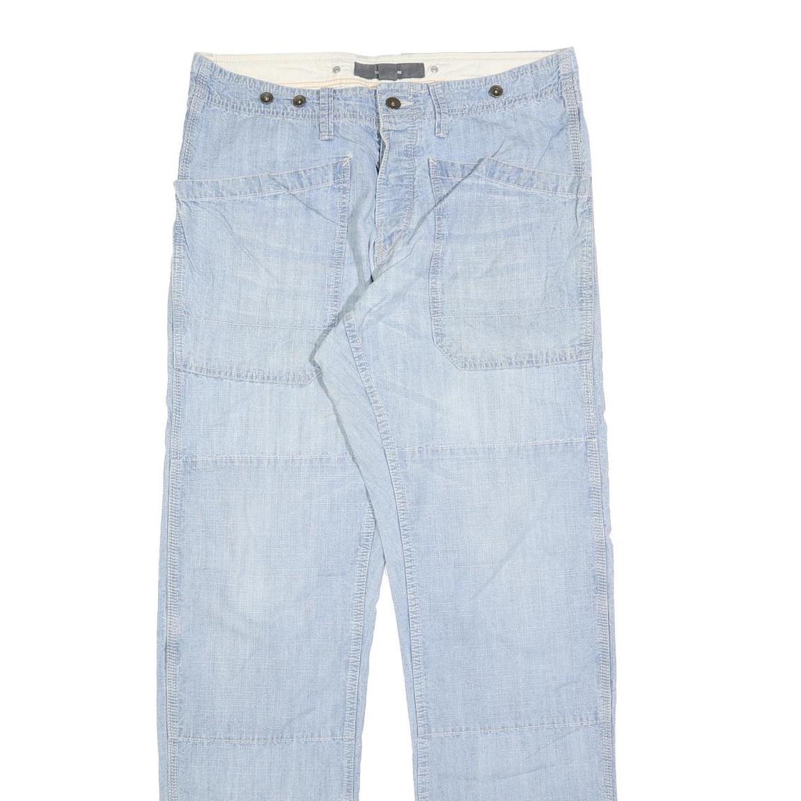 H&M Mens Jeans Blue Regular Straight Denim Light W32 L34 Button Closure Cotton