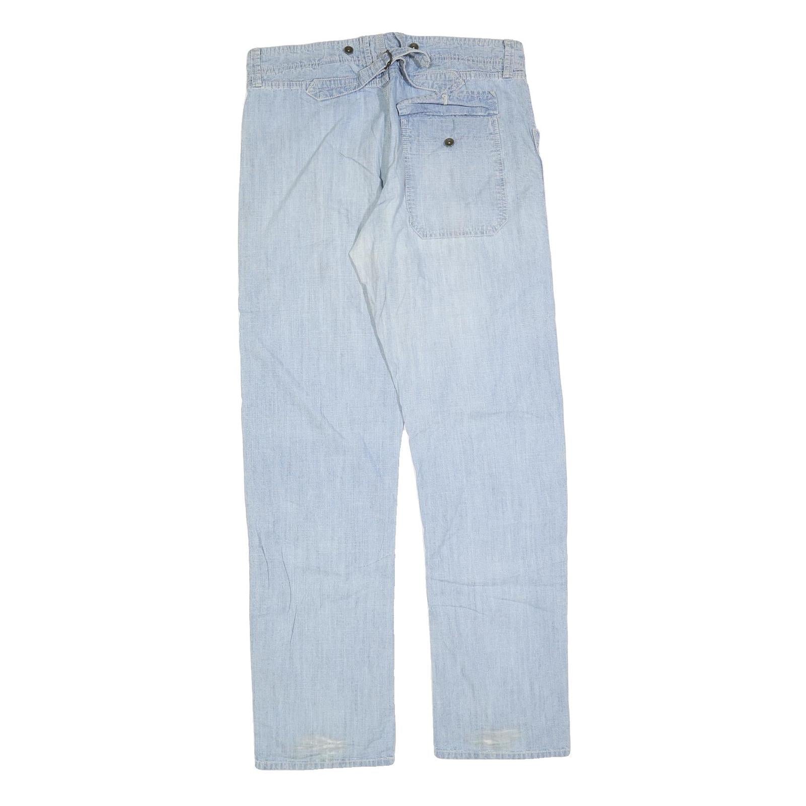 H&M Mens Jeans Blue Regular Straight Denim Light W32 L34 Button Closure Cotton